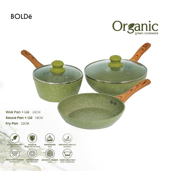 Bolde Super PAN Organic Green Pan Set 3 + 1